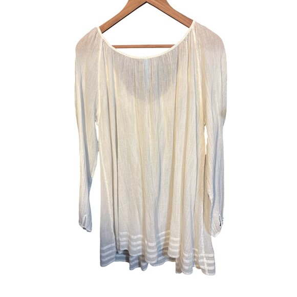 Free People Womens Medium Long Sleeve White Blouse With Embroidered Detail - Picture 5 of 5